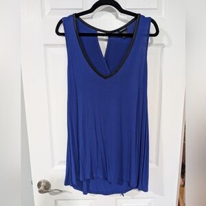 Torrid Colbat Blue with Faux Black Leather Trim Sleeveless Top in Size 2 (18/20)